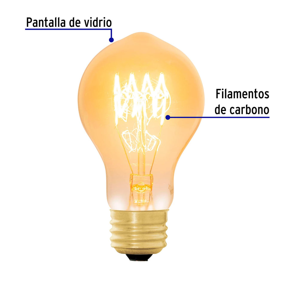 Lámpara incandescente vintage 40 W tipo bombilla, Volteck Caja con 4, 47103