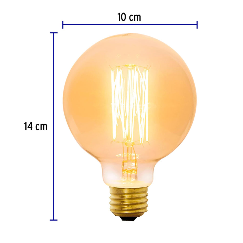 Lámpara incandescente vintage 40 W tipo globo, Volteck Caja con 4, 47105