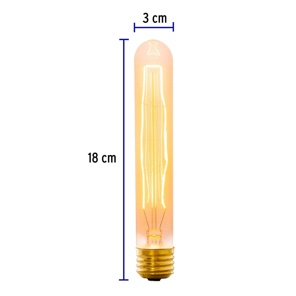 Lámpara incandescente vintage 40 W tipo probeta, Volteck Caja con 4, 47106
