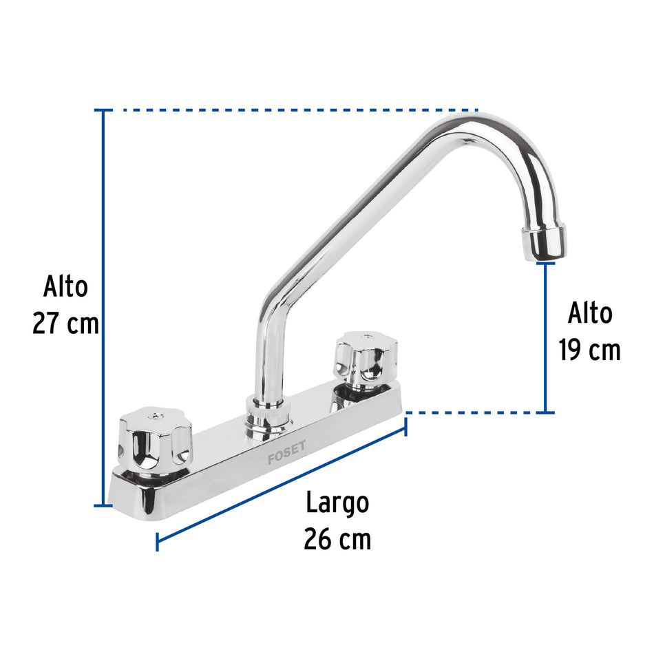 Mezcladora plástica 8' p/fregadero, cuello largo, hex Basic Caja con 2, 49283