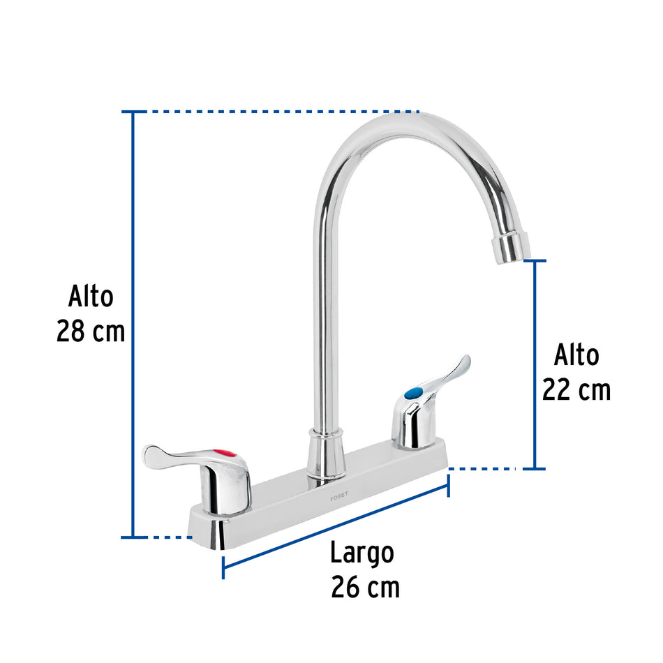 Mezcladora plástica 8' cuello alto para fregadero, palanca Caja con 2, 48194