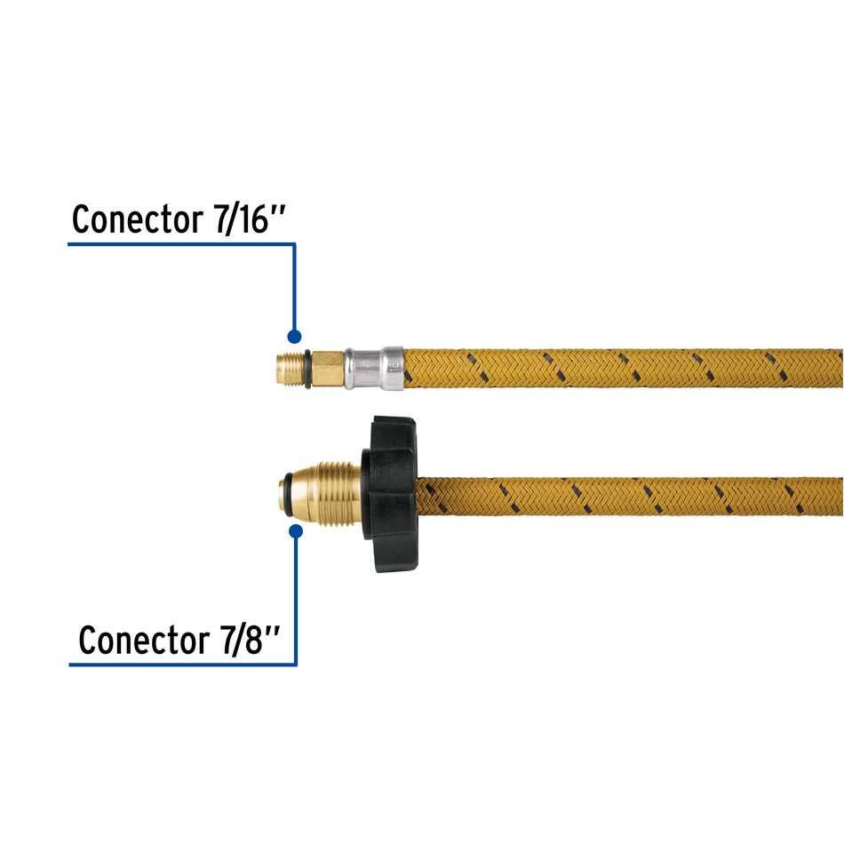 Manguera pigtail, vinilo, 7/16' x 7/8', 55 cm, Foset Caja con 6, 49512