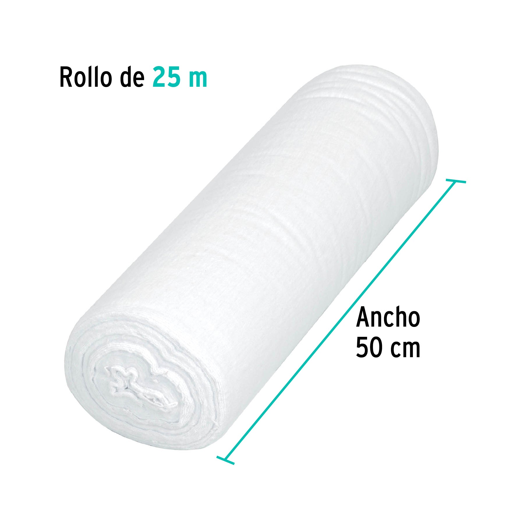 Rollo de 25 m de franela blanca de algodón, Klintek, 56023