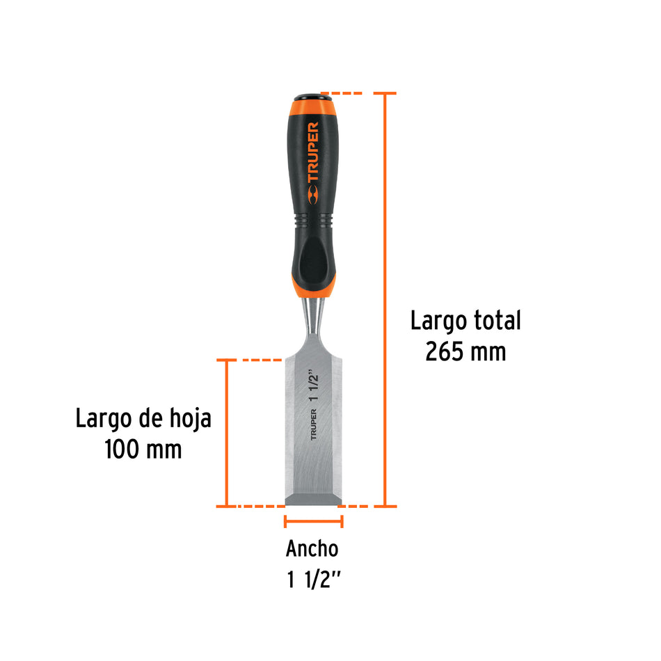 Formón 1-1/2' mango Comfort Grip, Truper Caja con 3, 14639