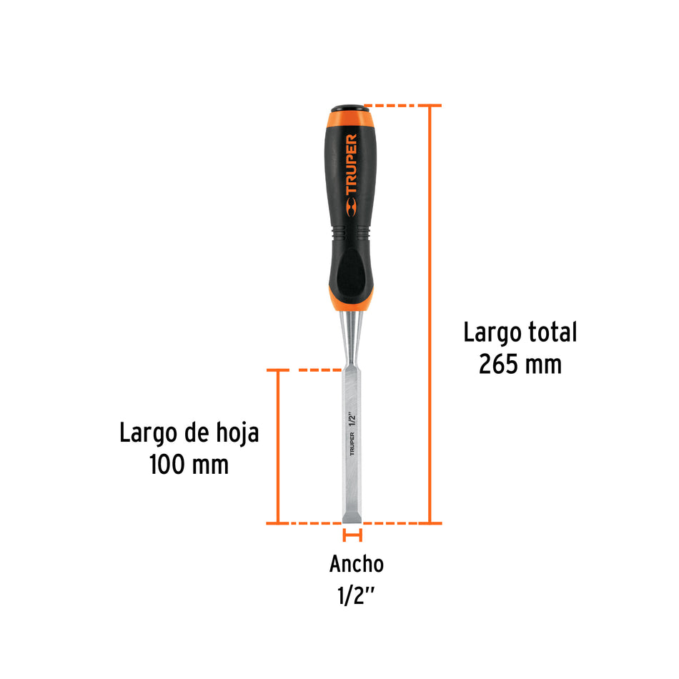 Formón 1/2' mango Comfort Grip, Truper Caja con 3, 14621