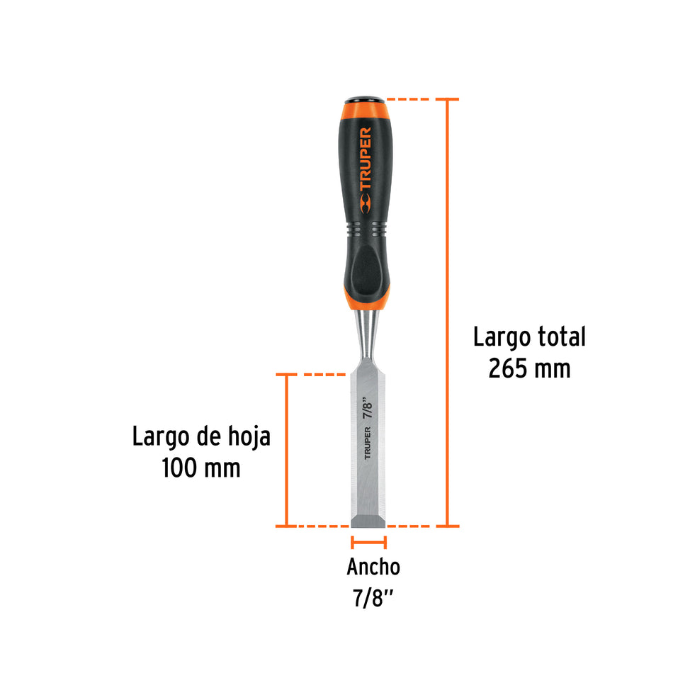 Formón 7/8' mango Comfort Grip, Truper Caja con 3, 14630