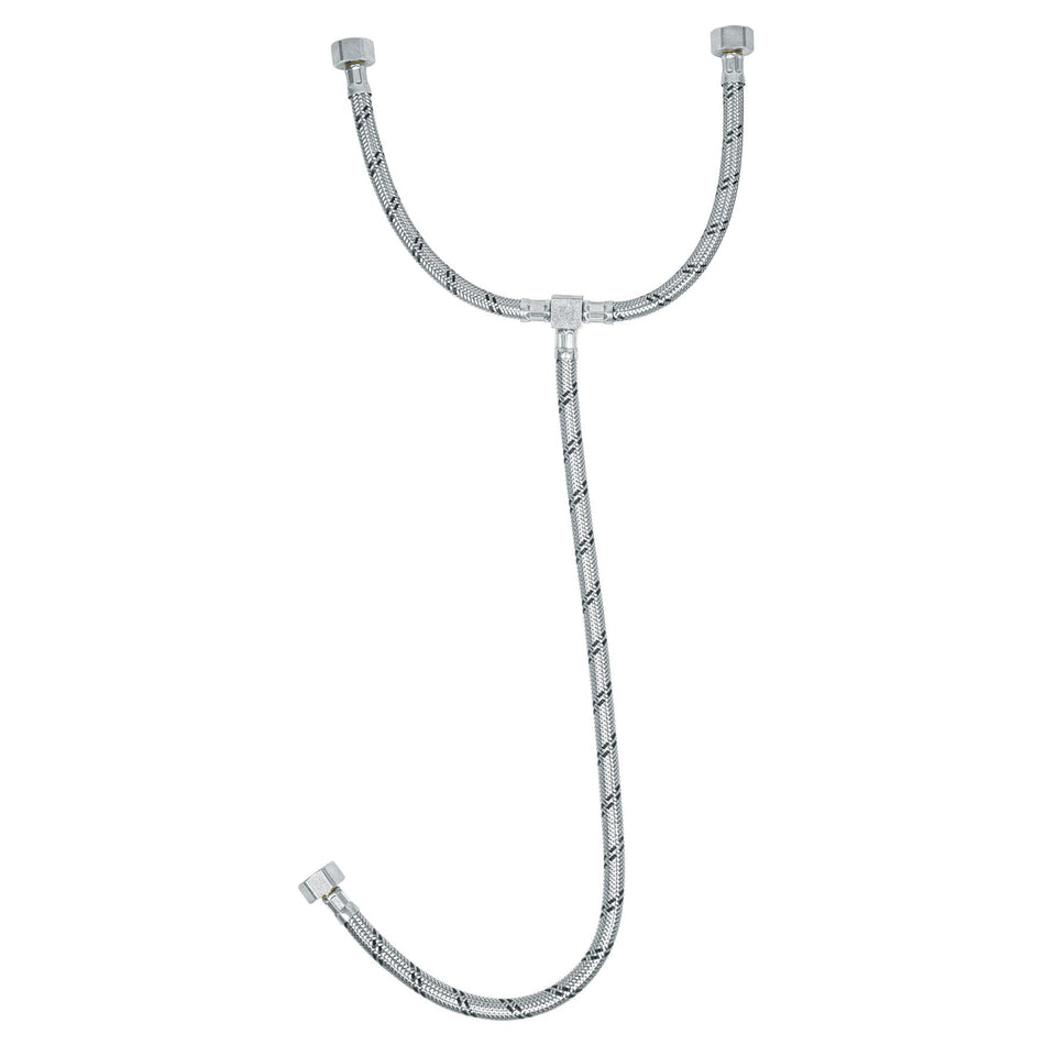Manguera 'T' lavabo/fregadero,acero inox,1/2'x1/2'x1/2',55cm Caja con 6, 49124