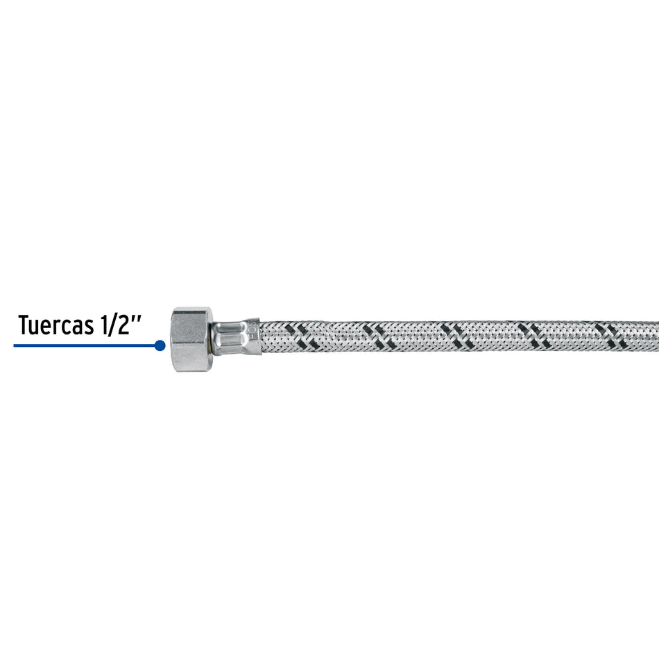 Manguera 'T' lavabo/fregadero,acero inox,1/2'x1/2'x1/2',55cm Caja con 6, 49124