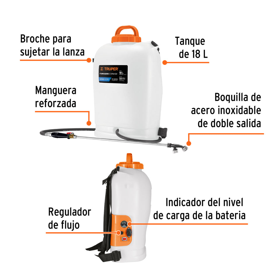 Fumigador de 18 L eléctrico con batería ion litio de 12 V, 101745