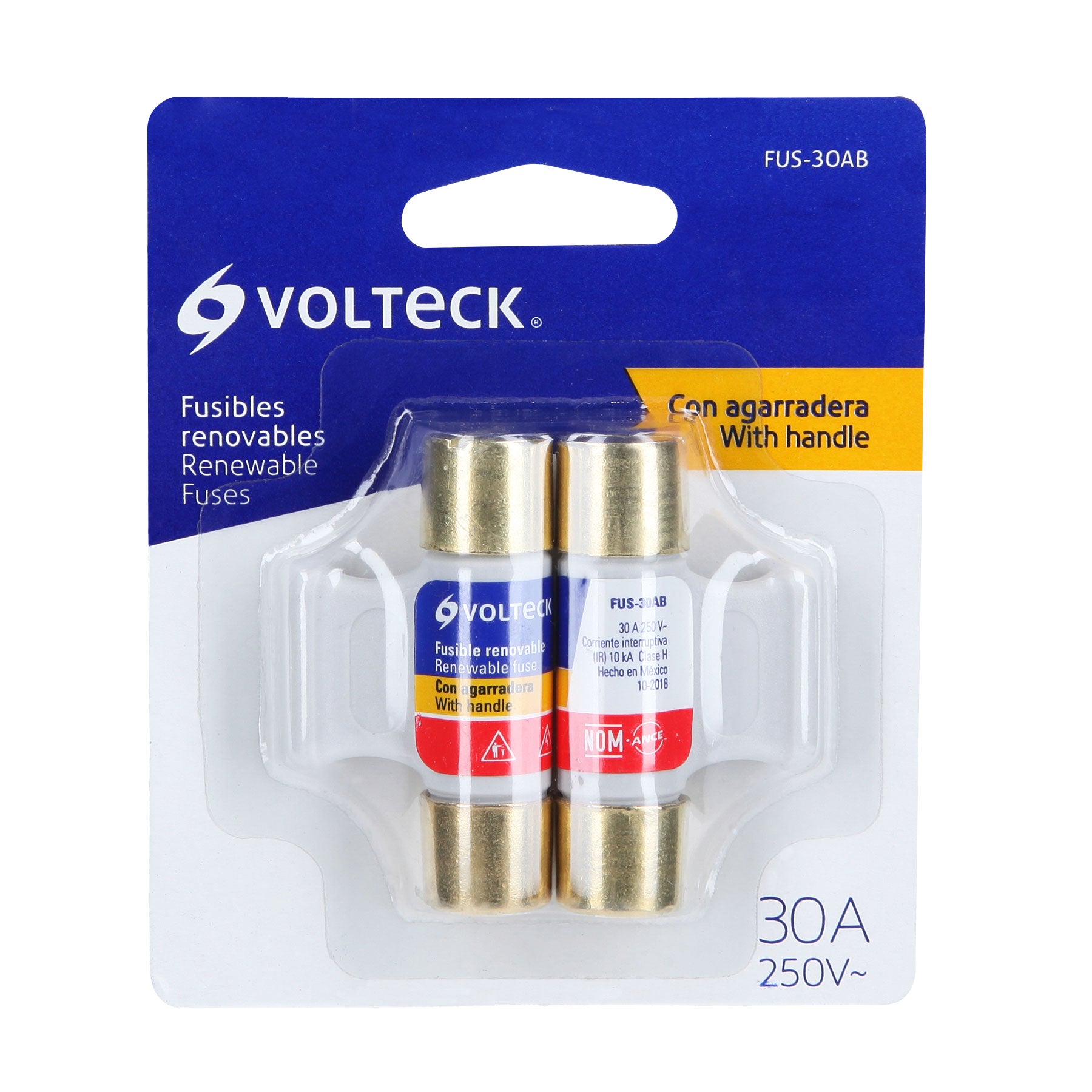 Blíster con 2 fusibles 30A con agarradera, Volteck, 47294