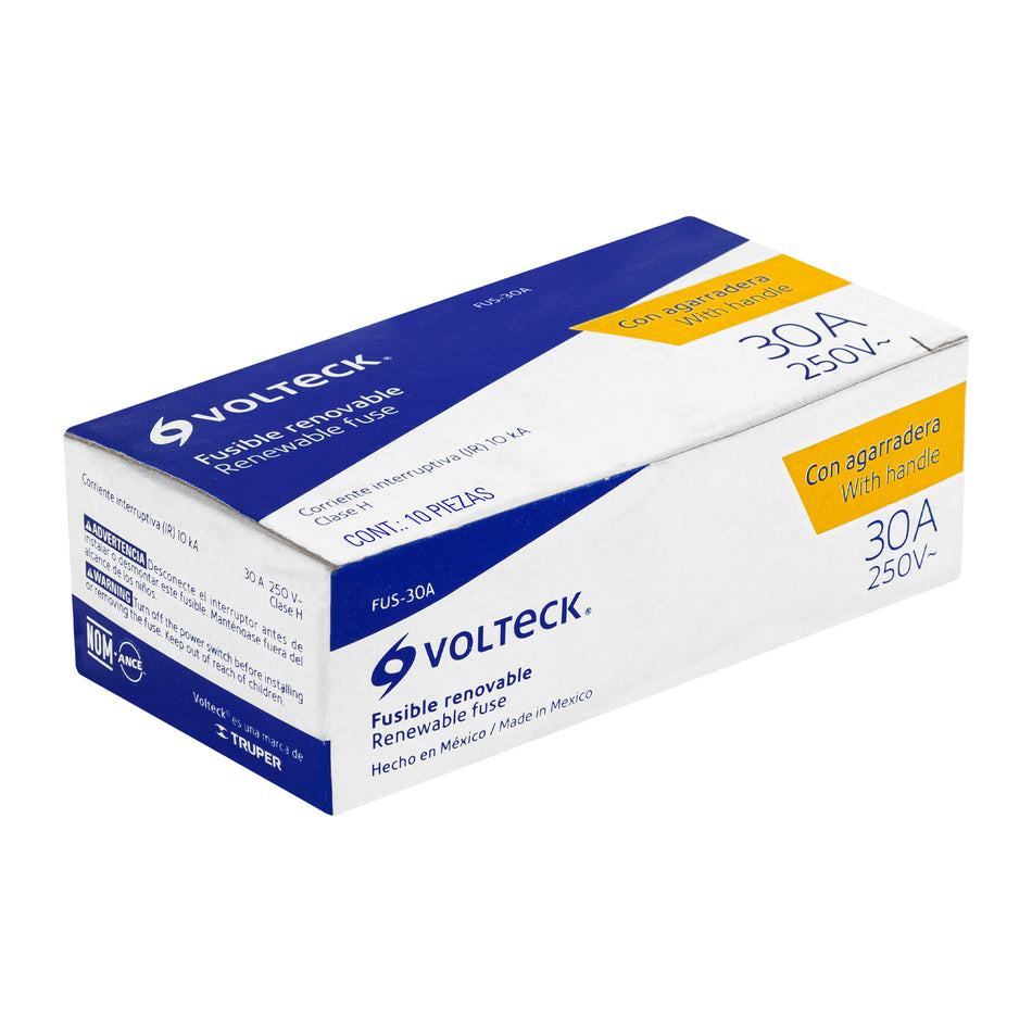 Fusible 30 A con agarradera, Volteck Caja con 10, 47280