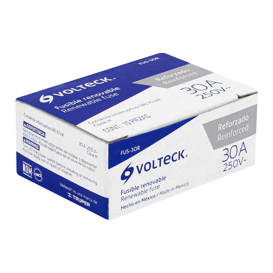 Fusible 30 A, reforzado, Volteck Caja con 50, 47278