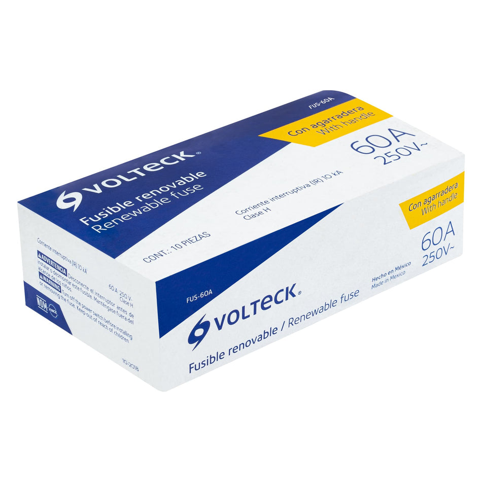 Fusible 60 A con agarradera, Volteck Caja con 10, 47281