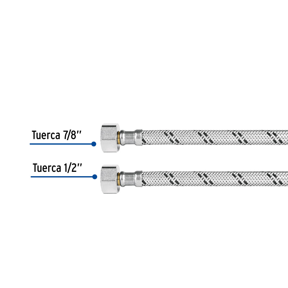 Manguera p/WC, acero inox, 1/2'x7/8', 35 cm Caja con 6, 49177