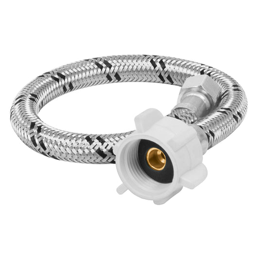 Manguera p/WC, acero inox, 3/8'x7/8', 35cm, plástico/latón Caja con 6, 45499