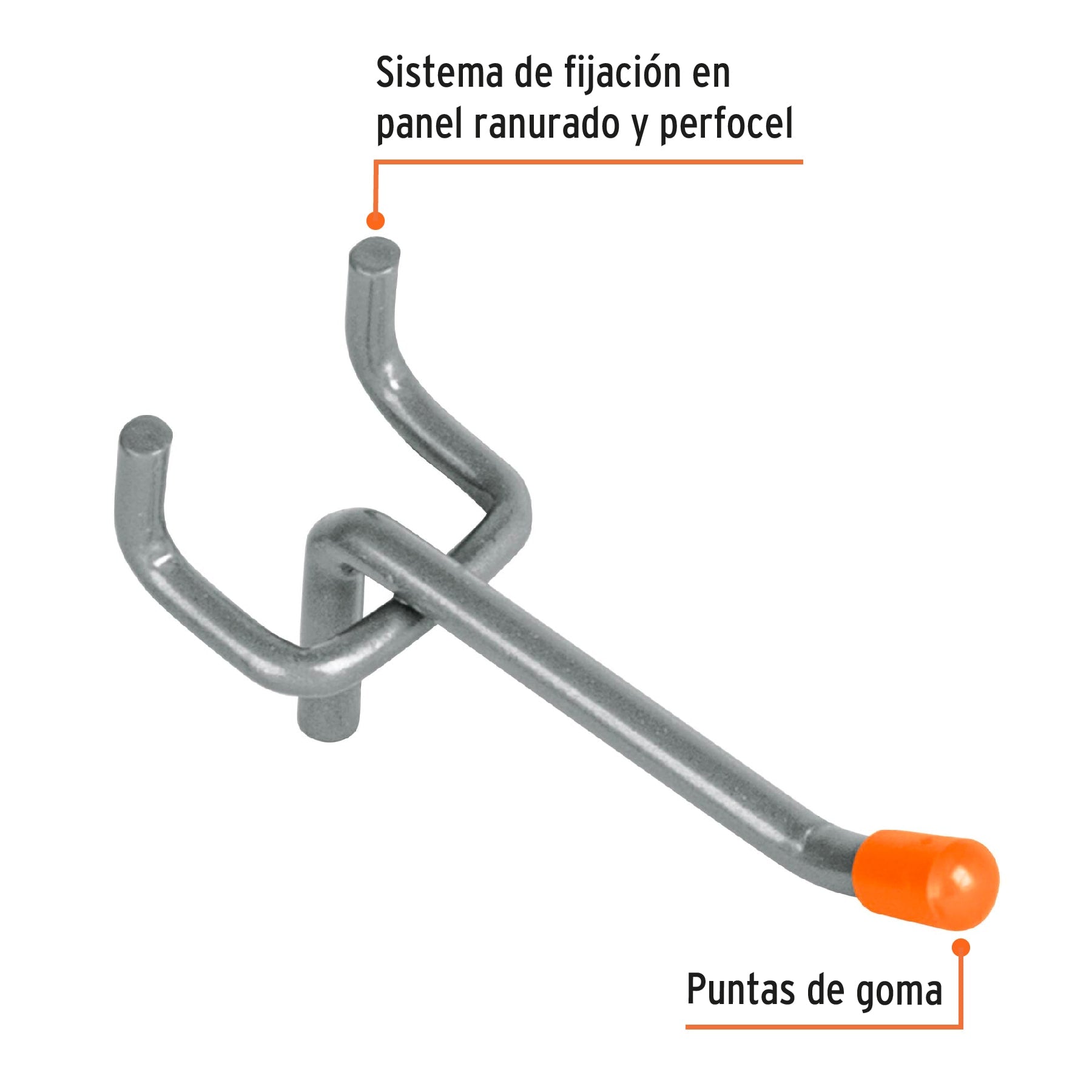 Gancho recto de 2' para perfocel y panel ranurado, Truper, 50146