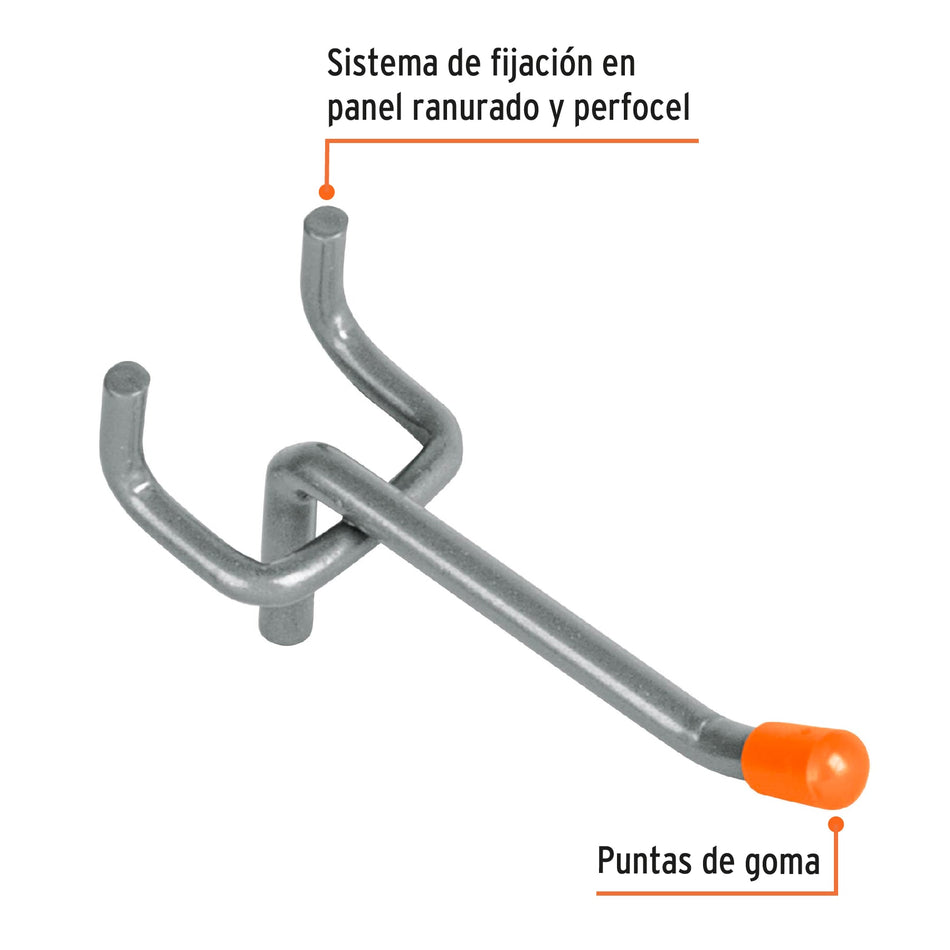 Gancho recto de 2' para perfocel y panel ranurado, Truper Caja con 24, 50146