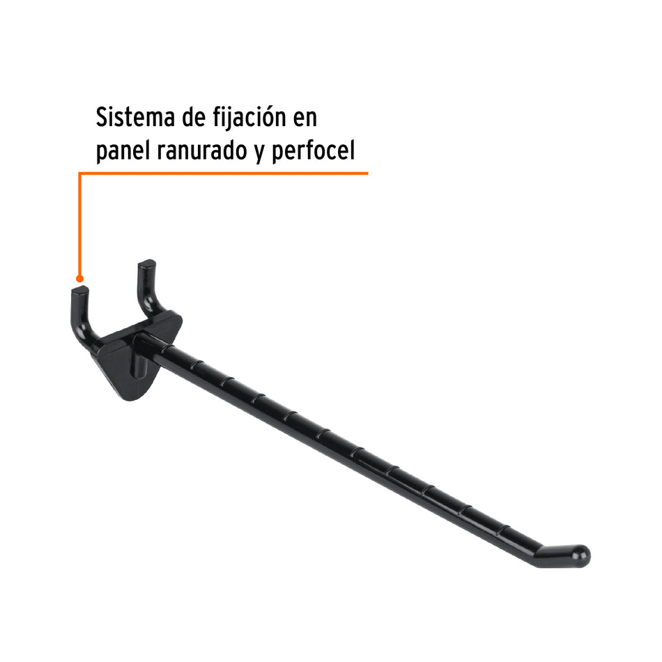 Gancho de plástico para perfocel y para ranurado, 6', Truper Caja con 24, 55964