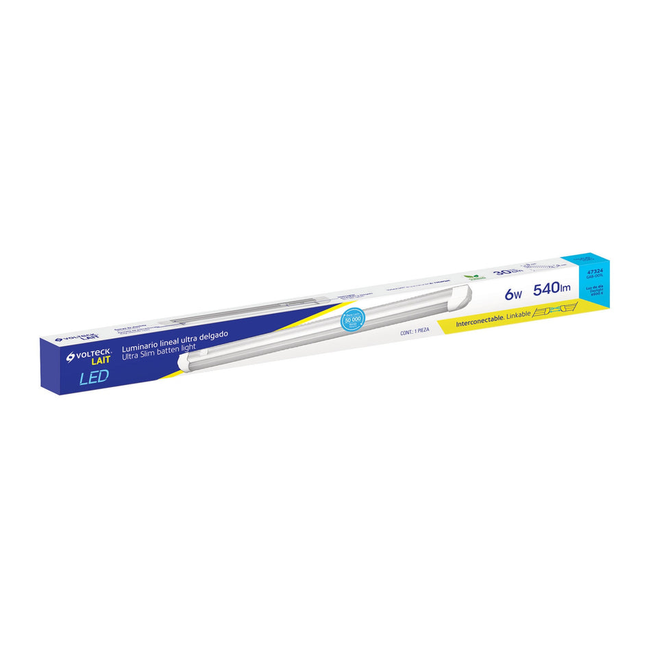 Luminario lineal ultra delgado de LED 6 W para gabinete Caja con 2, 47324