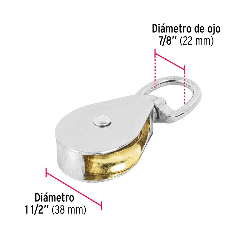 Garrucha metálica para noria de 1-1/2', Fiero Caja con 12, 44115