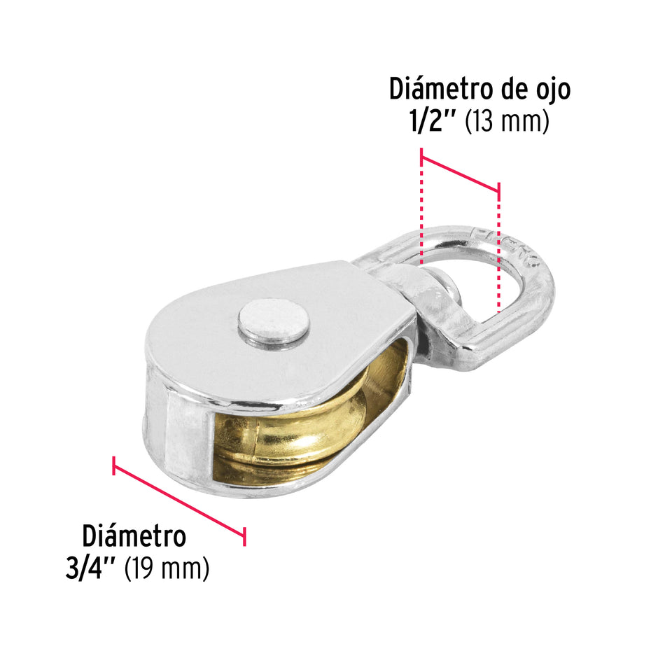 Garrucha metálica para noria de 3/4', Fiero Caja con 12, 44113