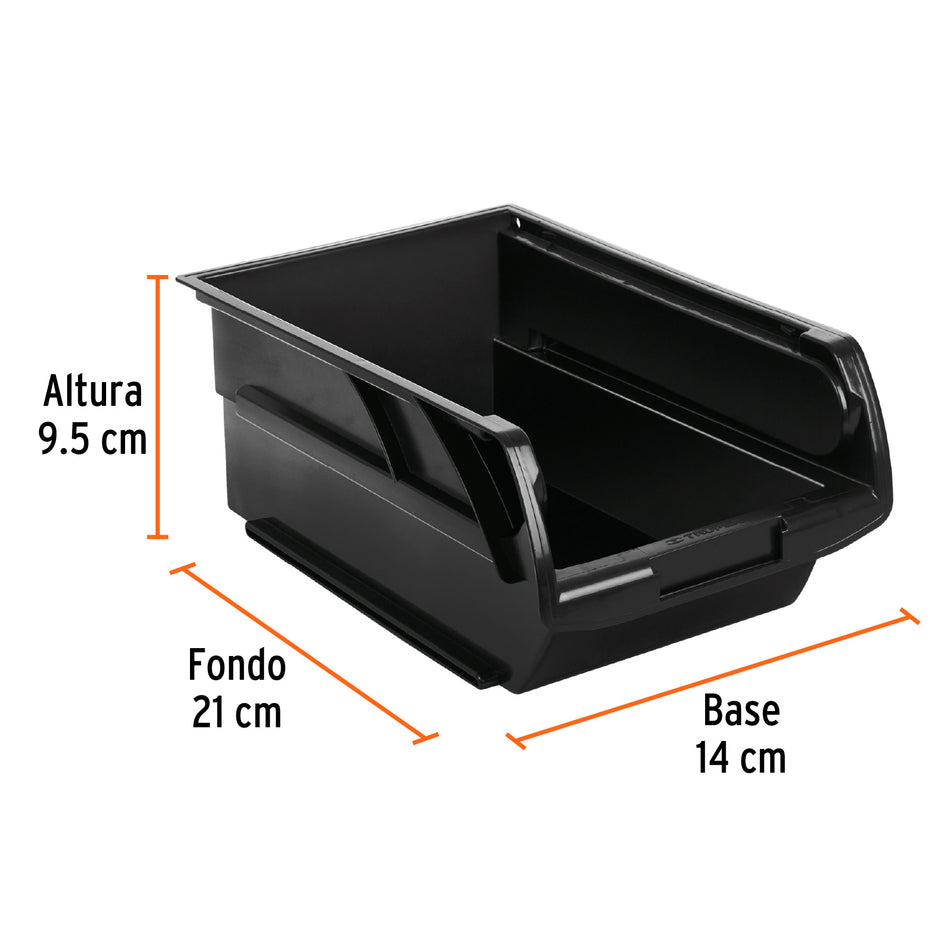 Gaveta apilable #2.5 de plástico, 21 x 14 x 9.5 cm, TRUPER Caja con 6, 102436