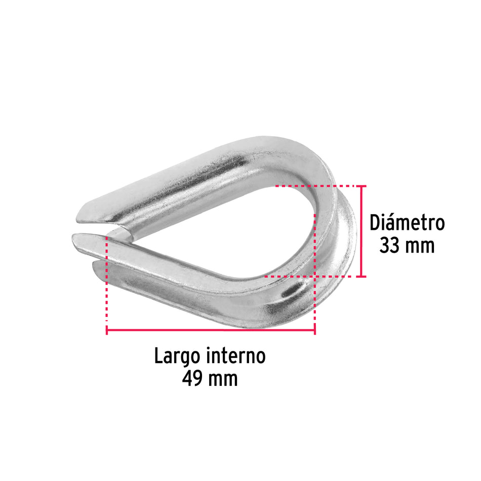 Bolsa con 5 guardacabos para cable de acero de 1/2', Fiero Caja con 10, 49918
