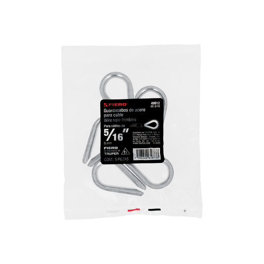Bolsa con 5 guardacabos para cable de acero de 5/16', Fiero Caja con 10, 49912