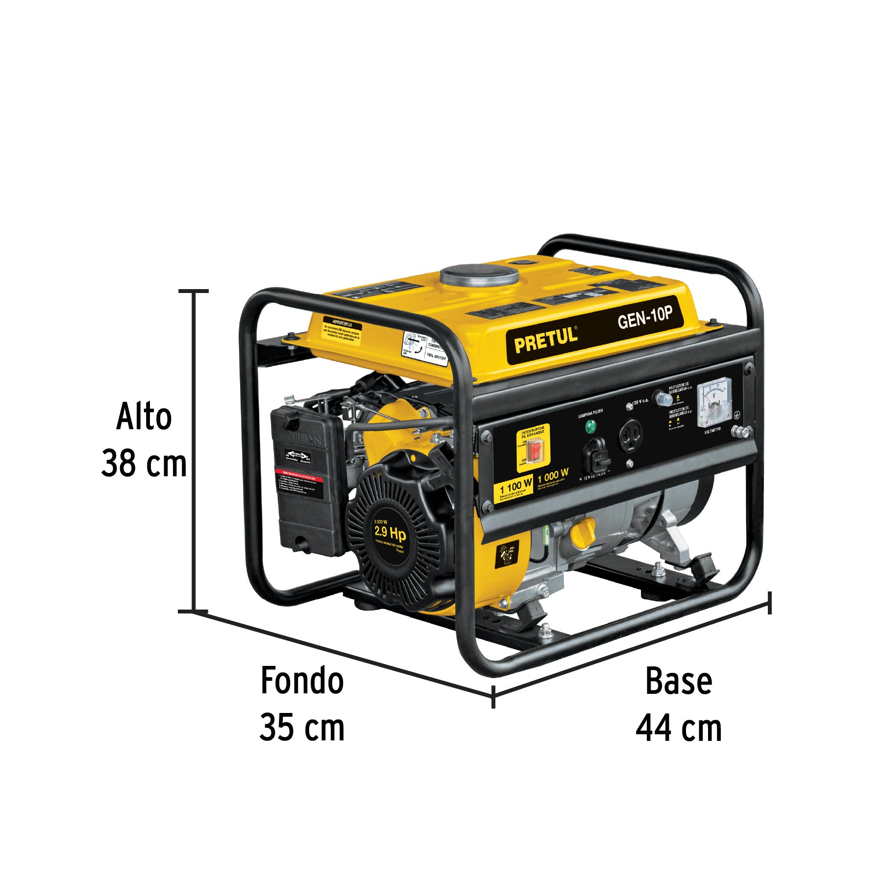 Generador portátil 1.1 kW motor a gasolina, Pretul, 26033