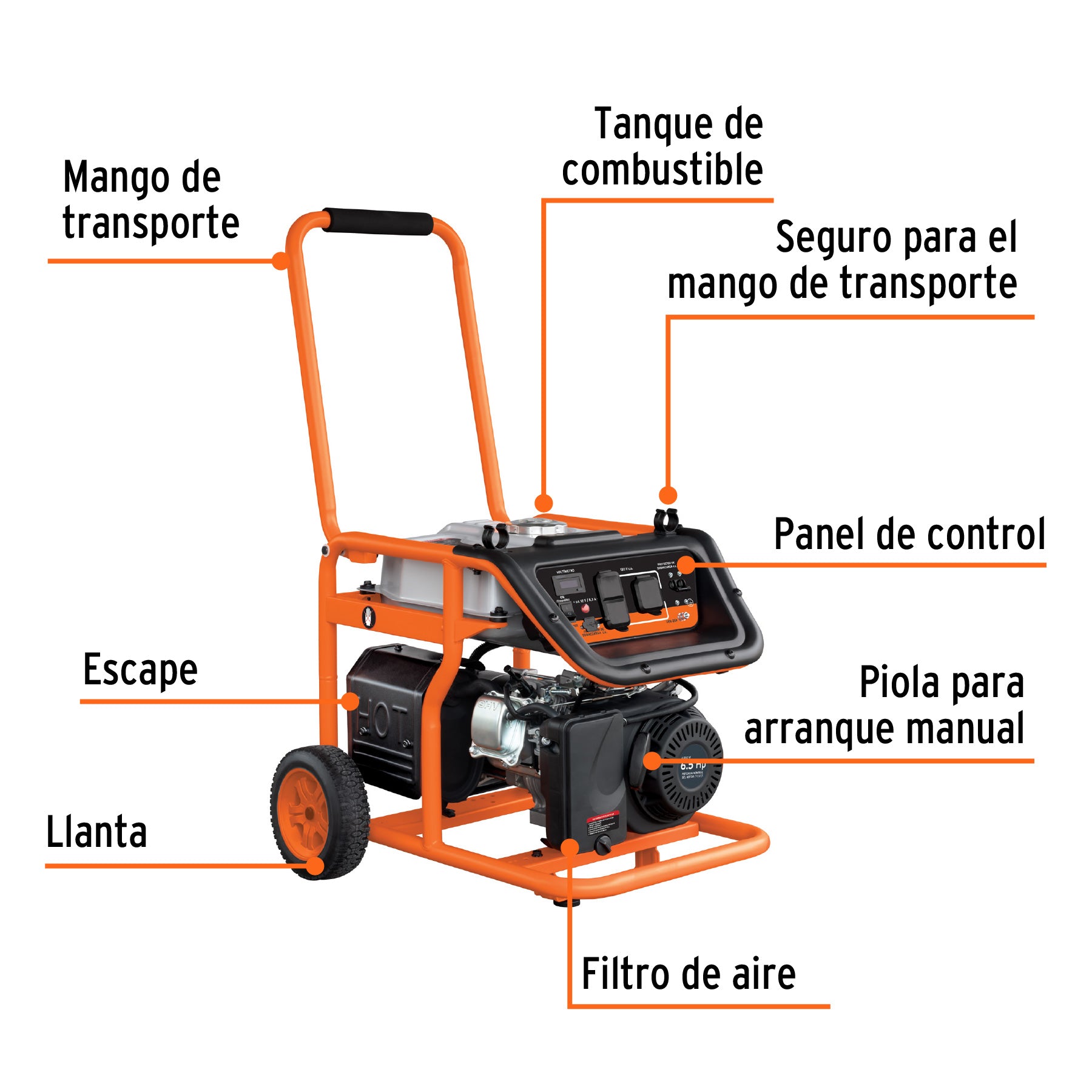 Generador portátil 2.5 kW motor a gasolina, Truper, 15342