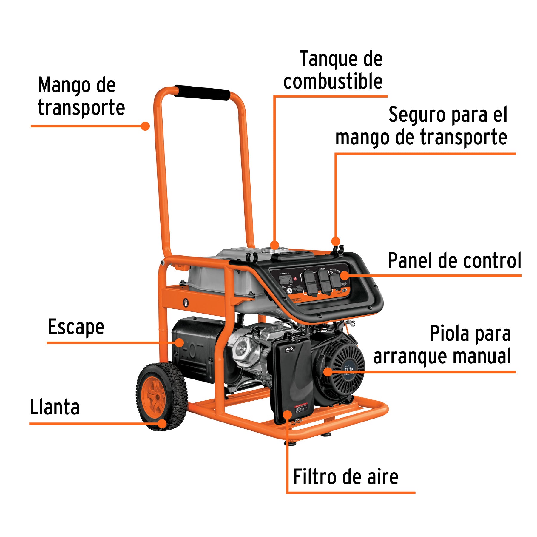 Generador portátil 4.5 kW motor a gasolina, Truper, 15343