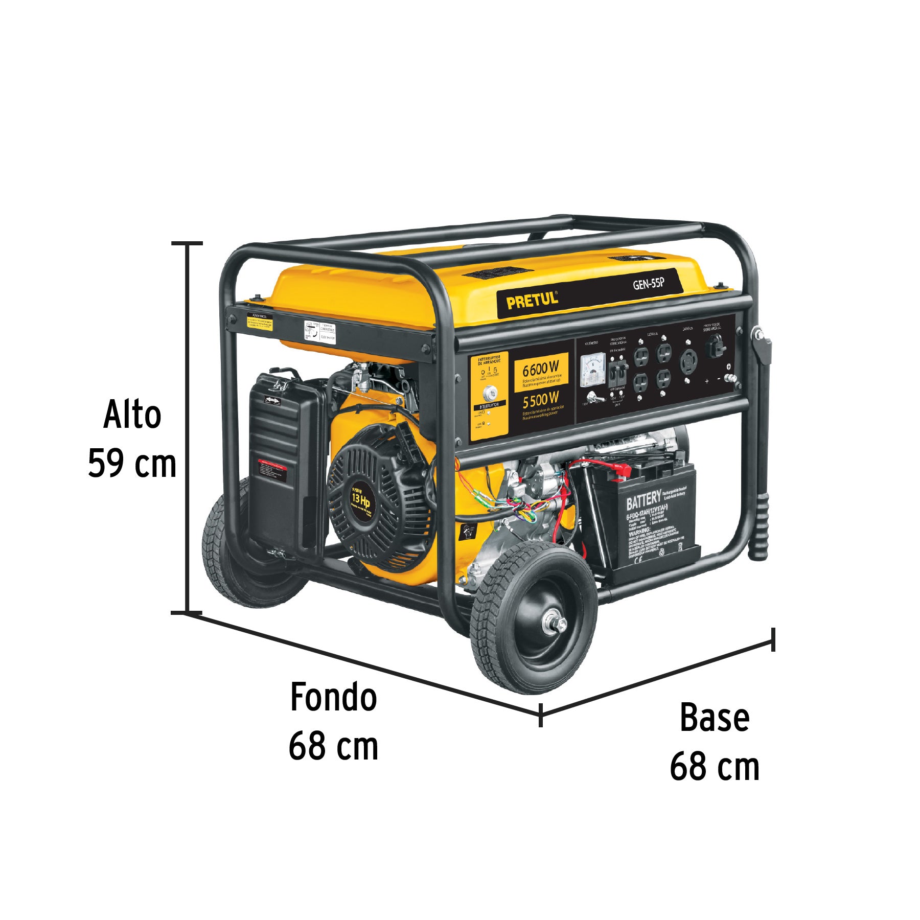 Generador portátil 6.6 kW motor a gasolina, Pretul, 26035