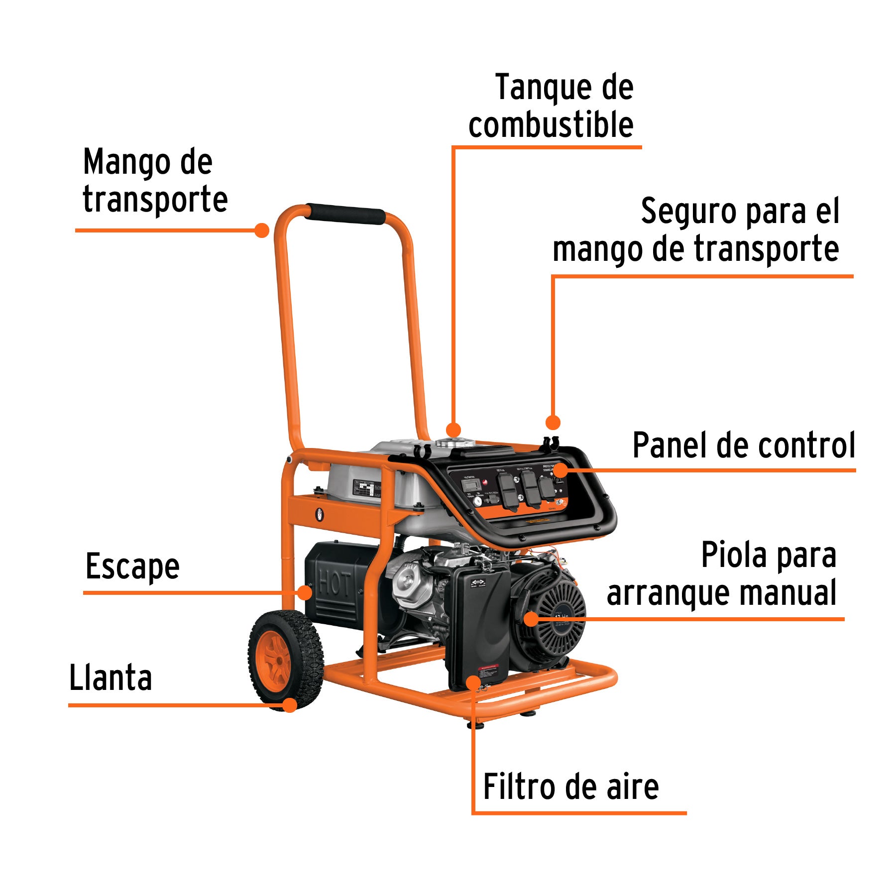 Generador portátil 5.5 kW motor a gasolina, Truper, 15344