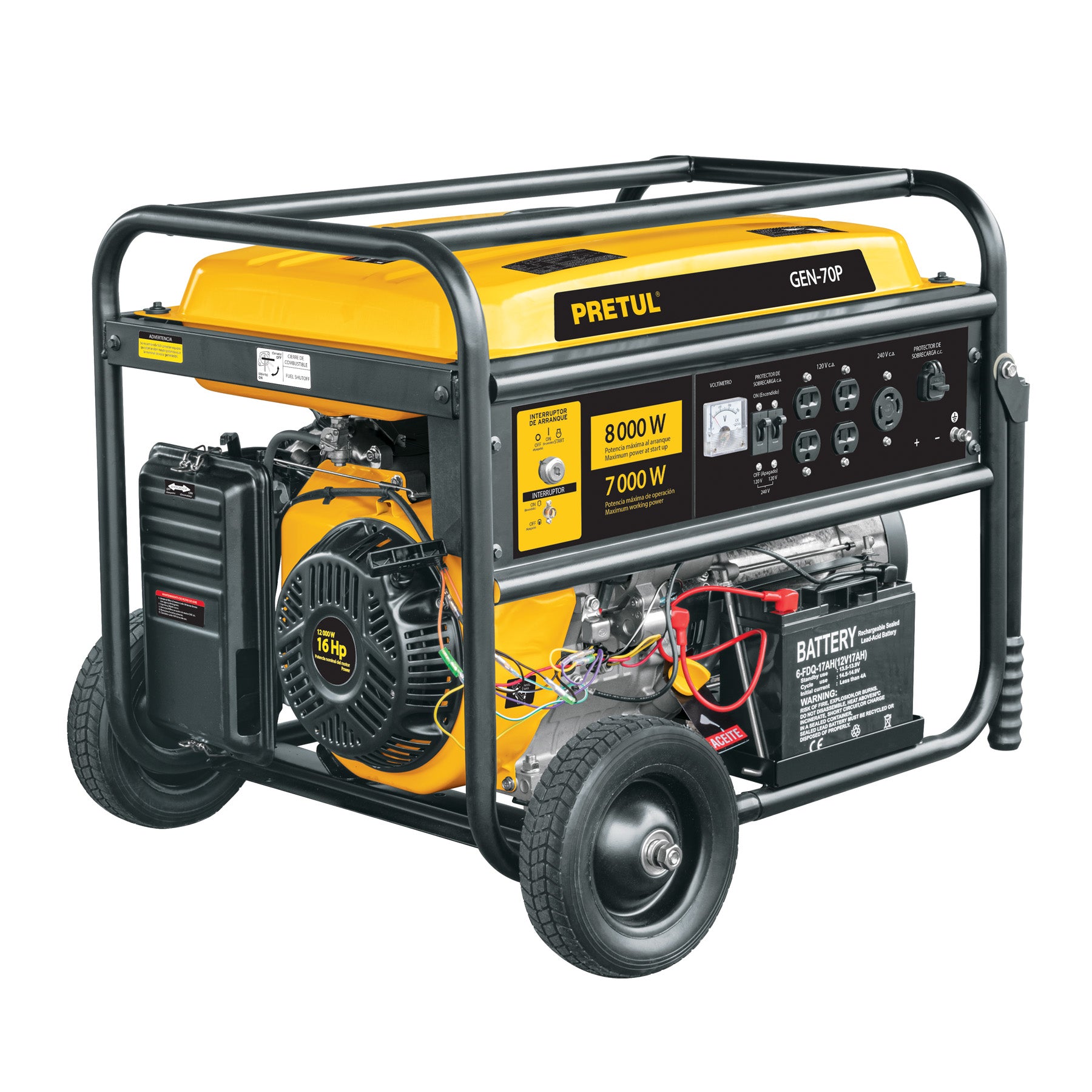 Generador portátil 8 kW motor a gasolina, Pretul, 26036