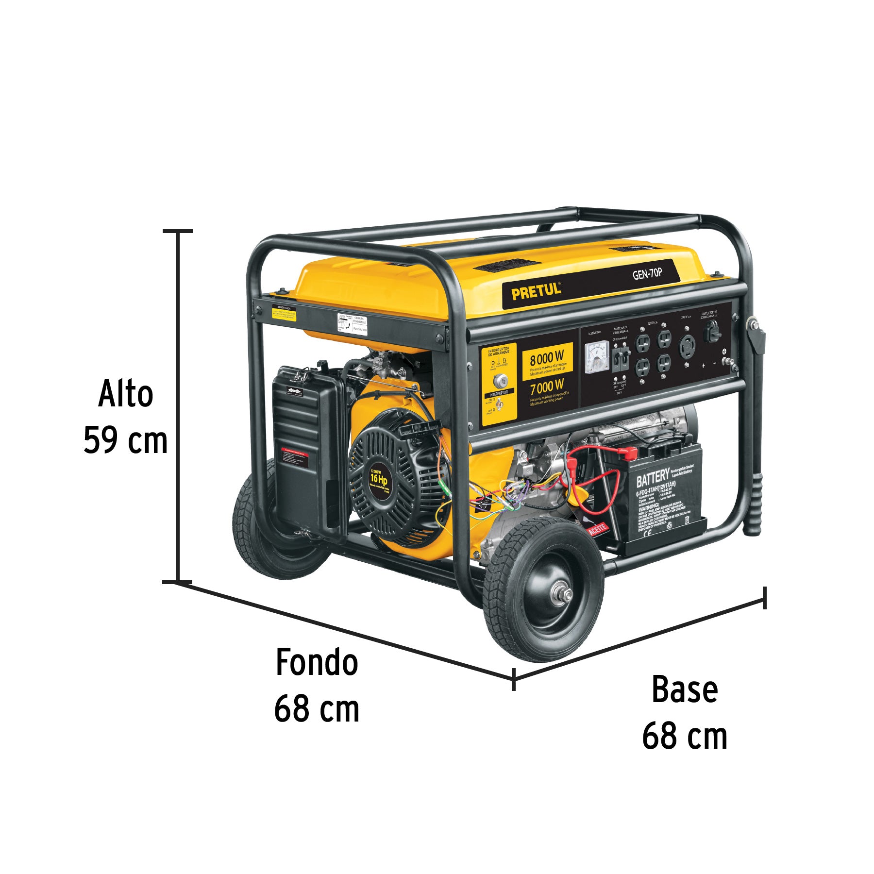 Generador portátil 8 kW motor a gasolina, Pretul, 26036