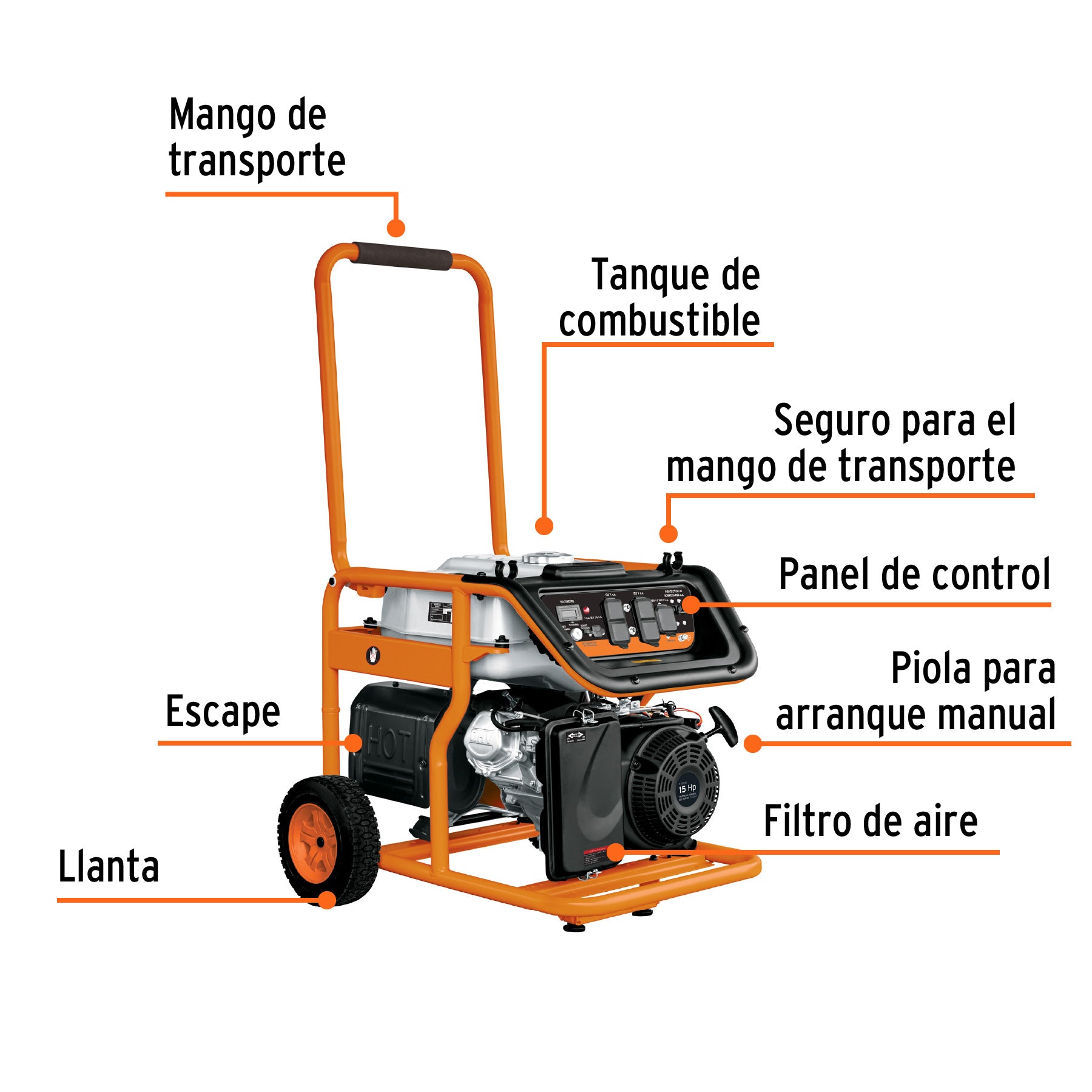 Generador portátil 8 kW motor a gasolina, Truper, 15345