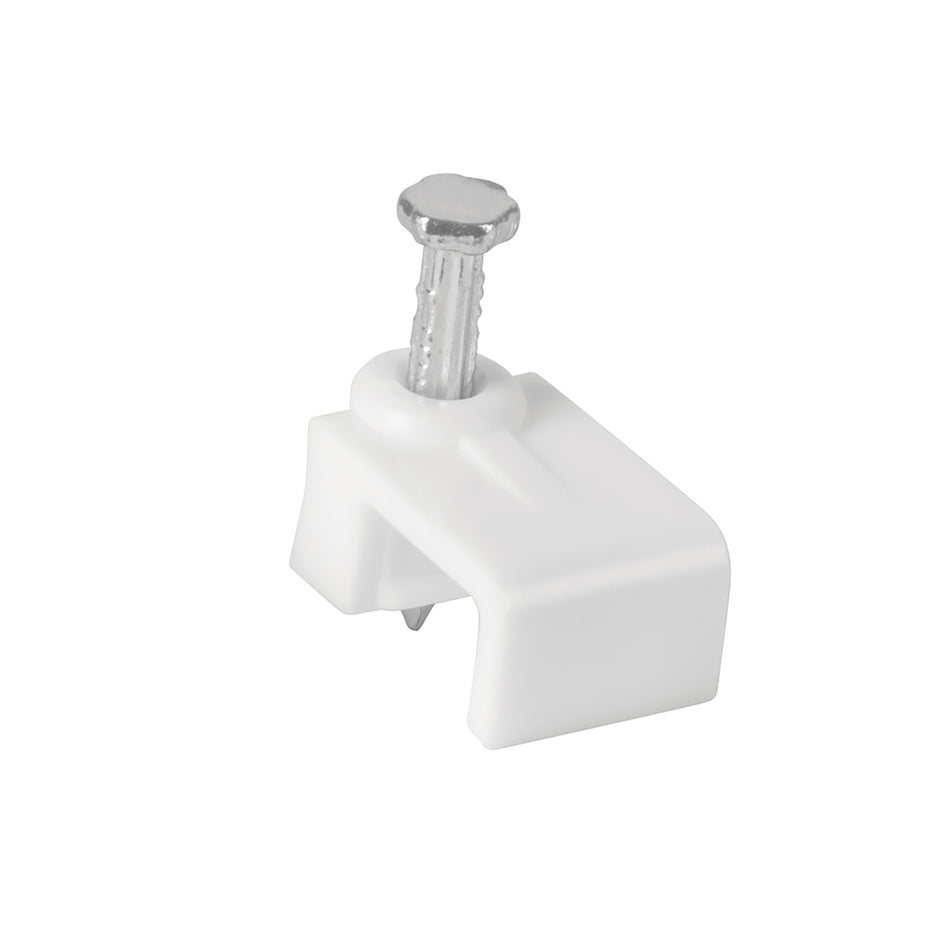 Bolsa con 20 grapas blancas de 3 x 6 mm para cable plano Caja con 10, 48277