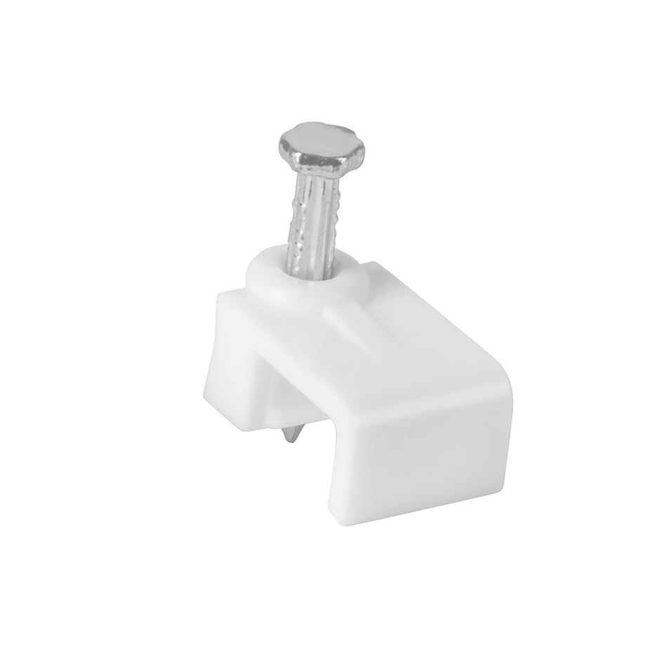 Bolsa con 500 grapas blancas de 5 X 8.5 mm para cable plano, 43045