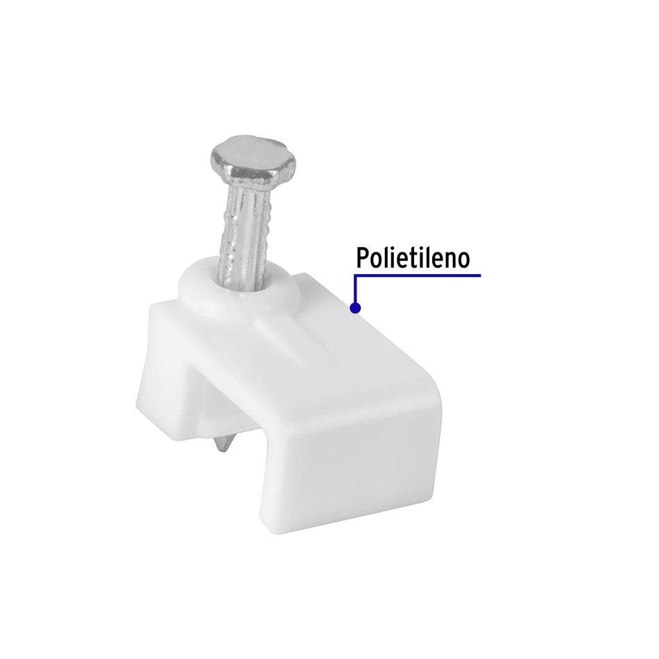 Bolsa con 20 grapas blancas de 5 x 8.5 mm para cable plano Caja con 20, 48278