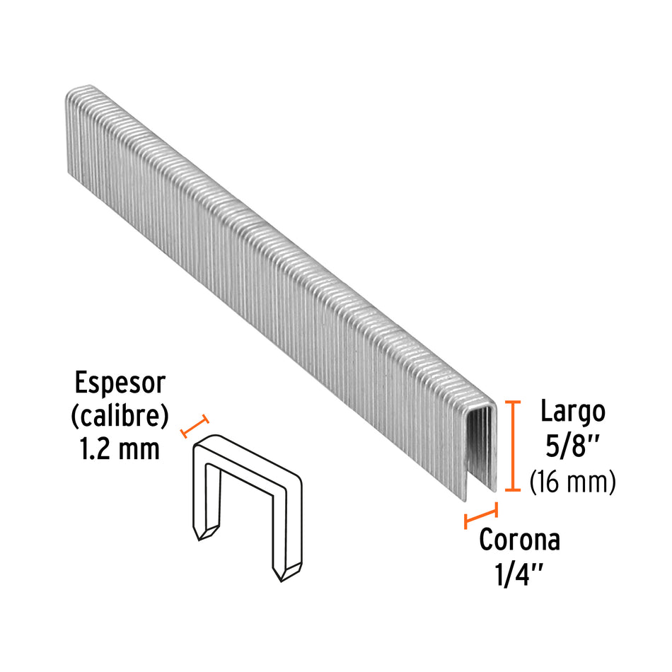 grapas corona 1/4' calibre 18, 16mm p/ENNE-120 Caja con 5000, 18271