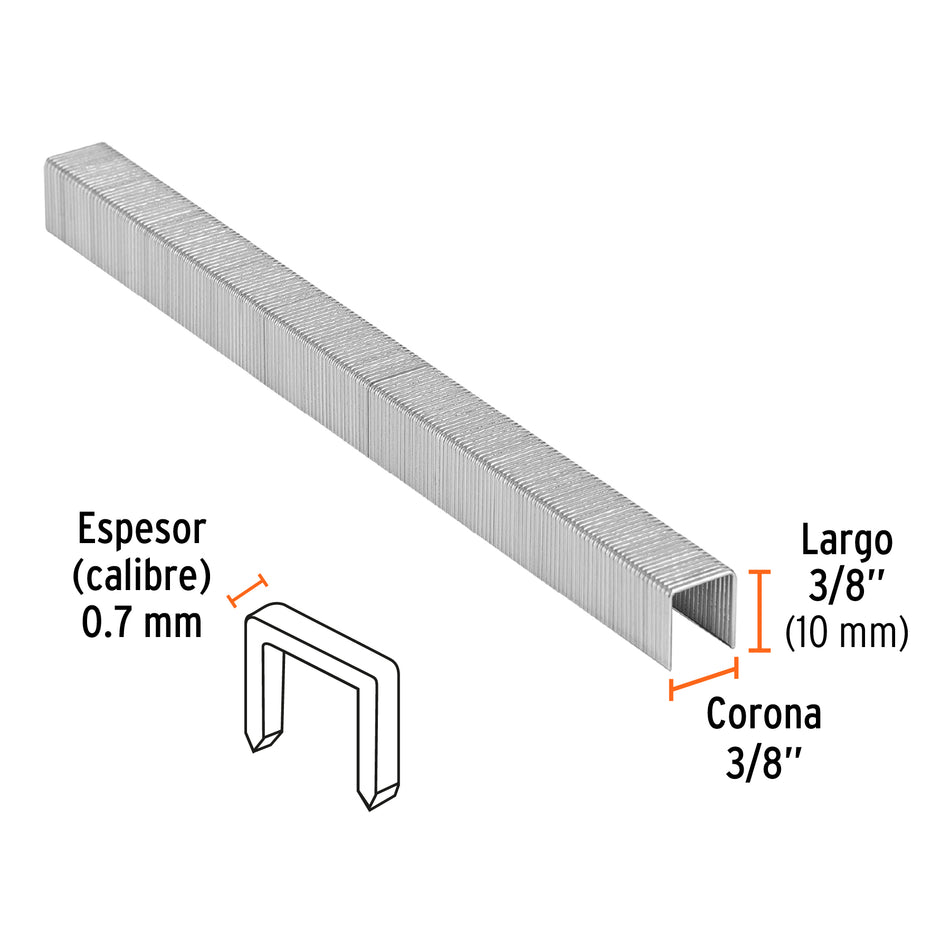 grapas corona 3/8' calibre 22, 10mm p/ENNE-70 Caja con 5000, 18284