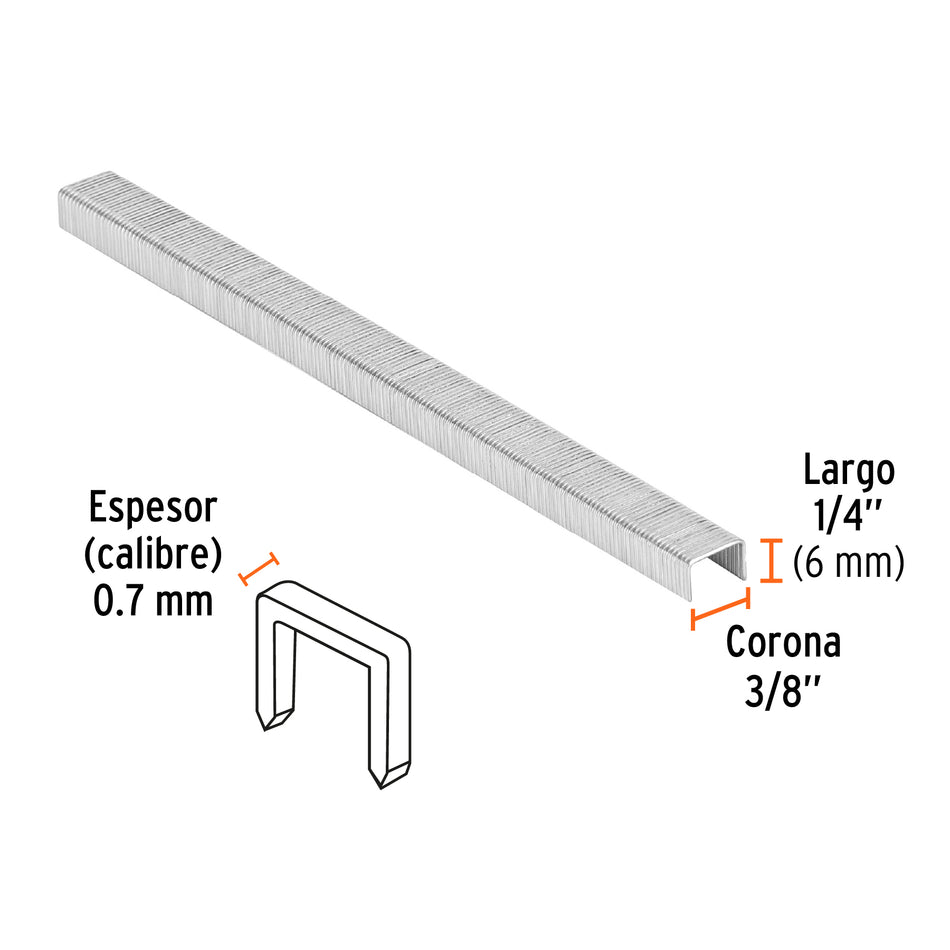 grapas corona 3/8' calibre 22, 6mm p/ENNE-70 Caja con 5000, 18282