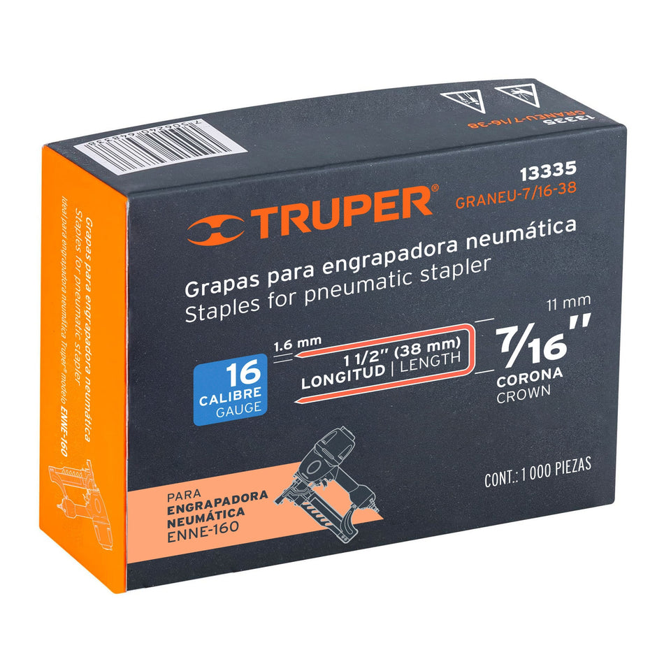 grapas corona 7/16' cal. 16, 38mm p/ENNE-160 Caja con 1000, 13335