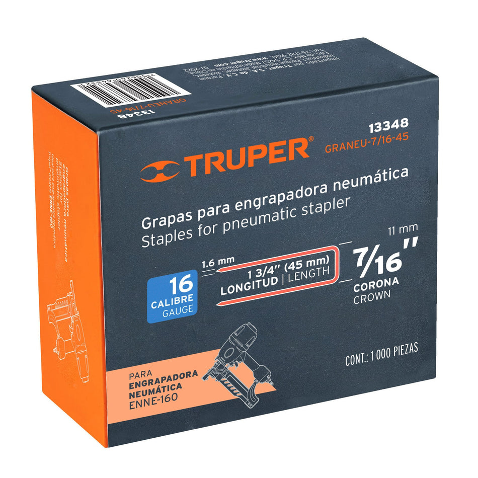 grapas corona 7/16' cal. 16, 45mm p/ENNE-160 Caja con 1000, 13348