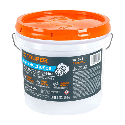 Grasa lubricante multiusos, base litio, 3.5 kg, Truper, 101573