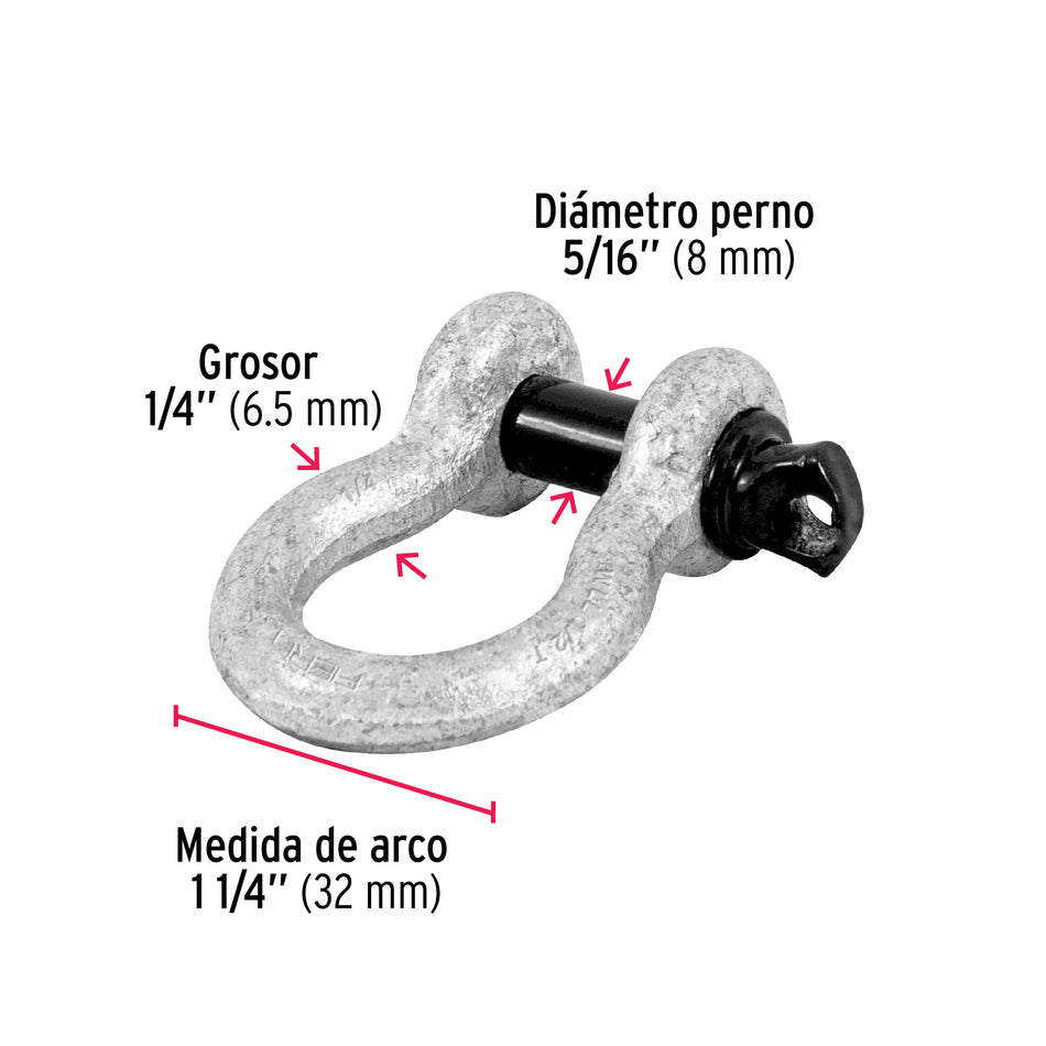 Grillete de acero forjado 1/4', Fiero Caja con 4, 44967