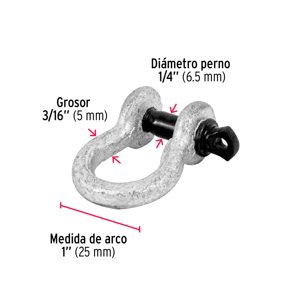 Grillete de acero forjado 3/16', Fiero Caja con 4, 44966