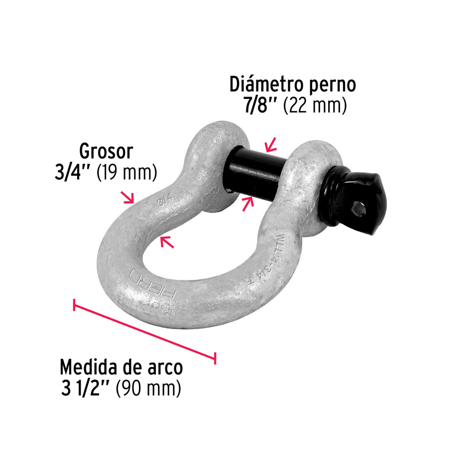 Grillete de acero forjado 3/4', Fiero Caja con 4, 44973