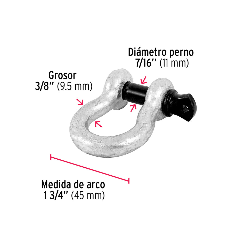 Grillete de acero forjado 3/8', Fiero Caja con 4, 44969