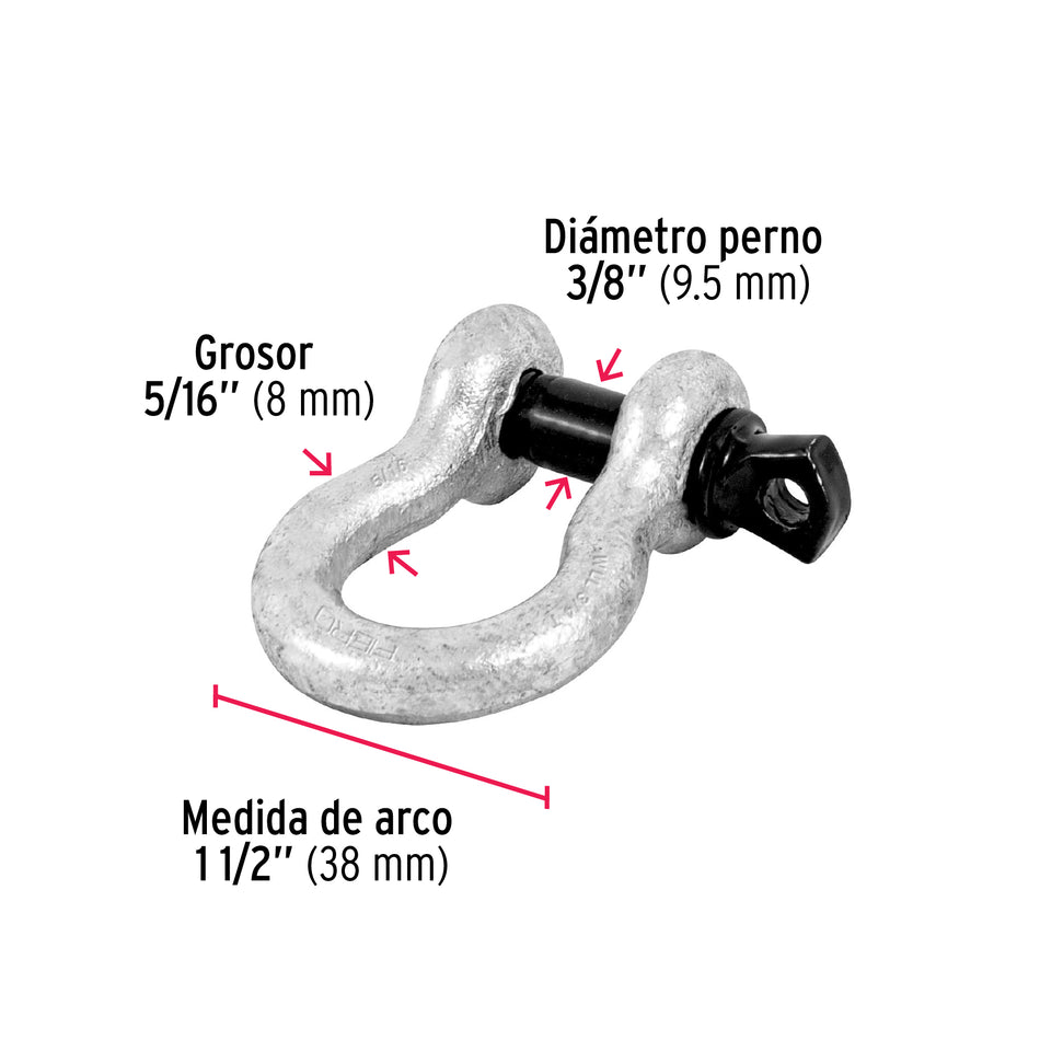 Grillete de acero forjado 5/16', Fiero Caja con 4, 44968